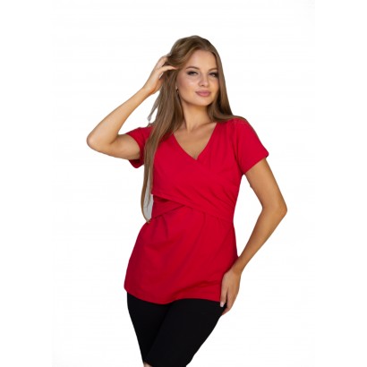 Футболка  для кормления с V-образным секретом Красная